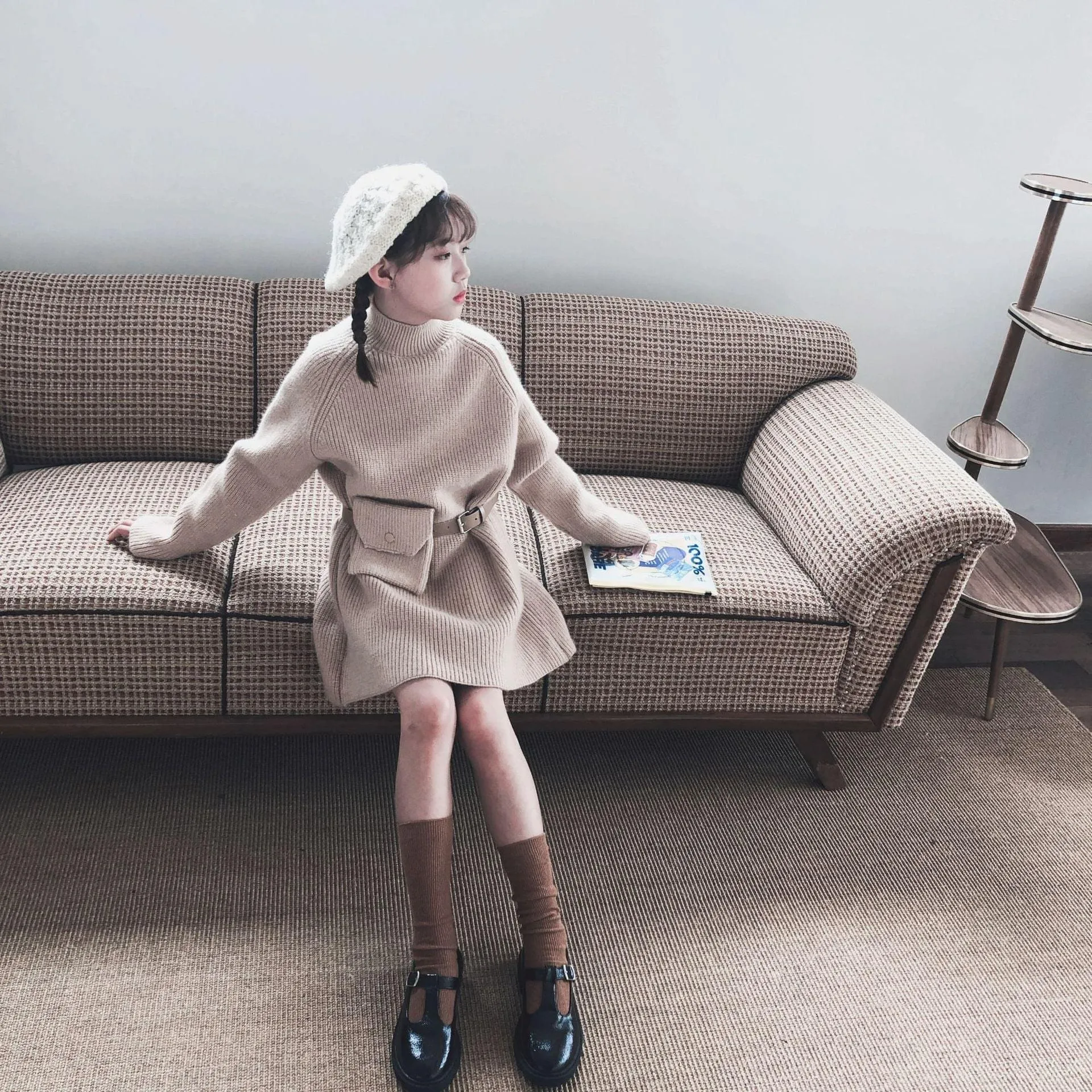 Comfortable Woolen Mid Length Dress - GlamzLife